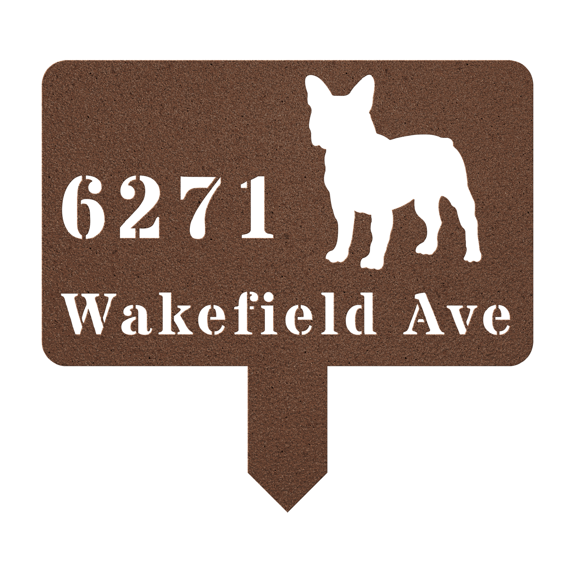French Bulldog House Address Yard Sign - BullyBellyMetal Sign