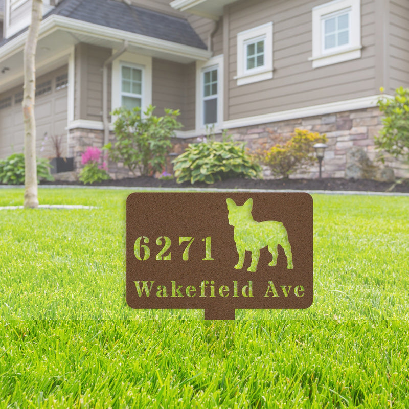 French Bulldog House Address Yard Sign - BullyBellyMetal Sign