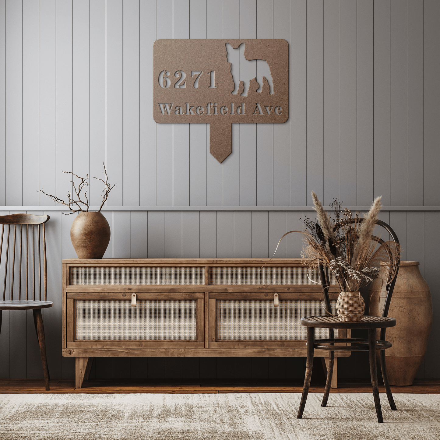 French Bulldog House Address Yard Sign - BullyBellyMetal Sign