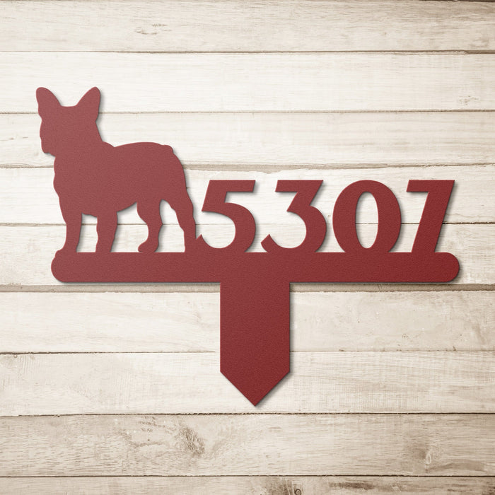 French Bulldog House Numbers Lawn Sign - BullyBellyLawn Art