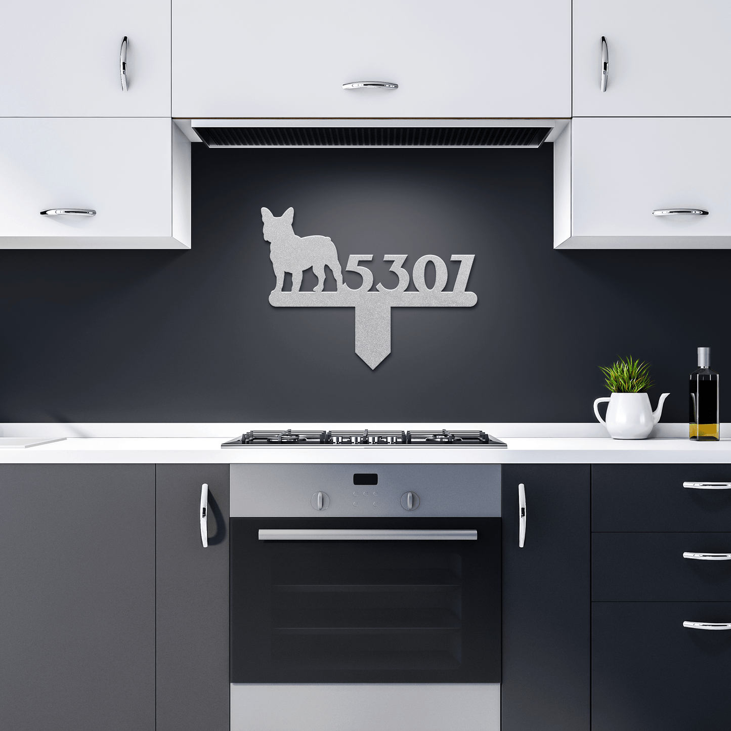 French Bulldog House Numbers Lawn Sign - BullyBellyMetal Sign