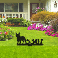French Bulldog House Numbers Lawn Sign - BullyBellyMetal Sign