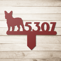 French Bulldog House Numbers Lawn Sign - BullyBellyMetal Sign