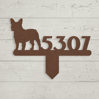 French Bulldog House Numbers Lawn Sign - BullyBellyMetal Sign