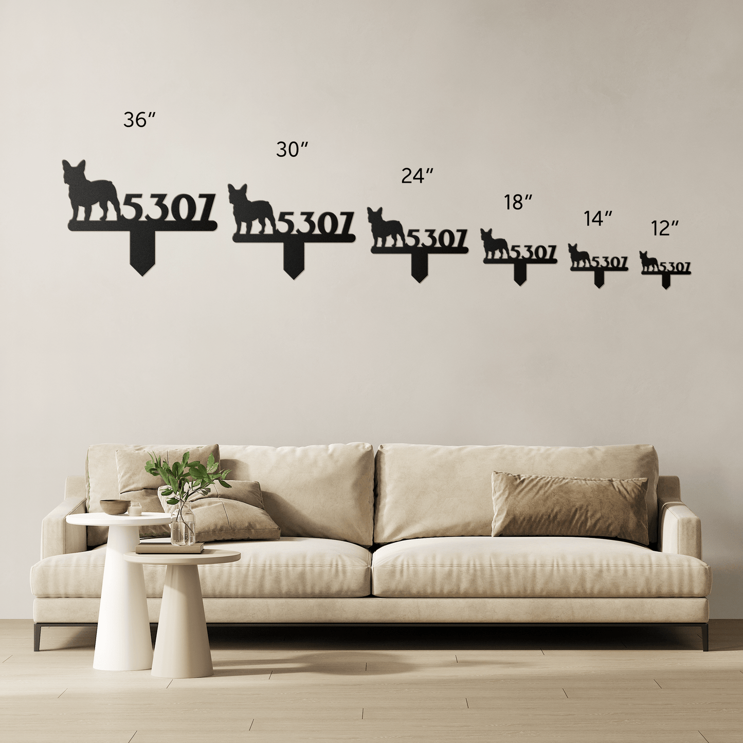 French Bulldog House Numbers Lawn Sign - BullyBellyMetal Sign