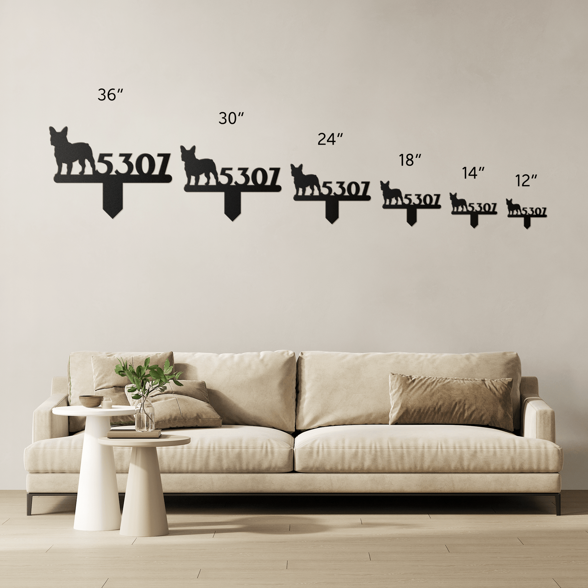 French Bulldog House Numbers Lawn Sign - BullyBellyMetal Sign
