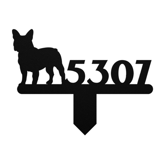 French Bulldog House Numbers Lawn Sign - BullyBellyMetal Sign