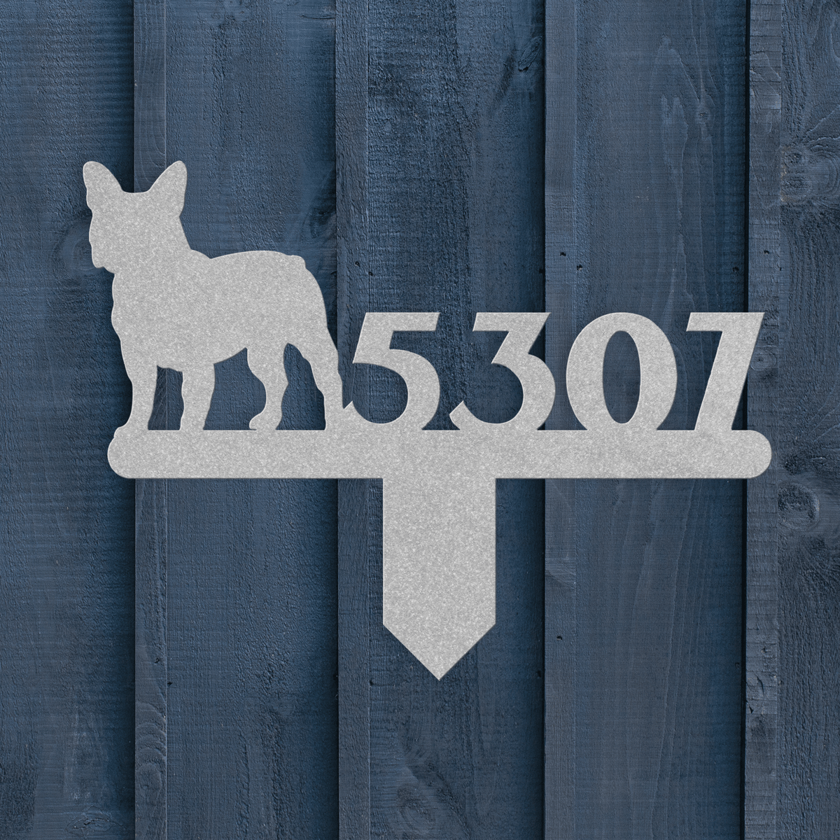 French Bulldog House Numbers Lawn Sign - BullyBellyMetal Sign
