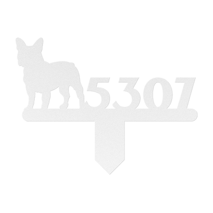 French Bulldog House Numbers Lawn Sign - BullyBellyMetal Sign