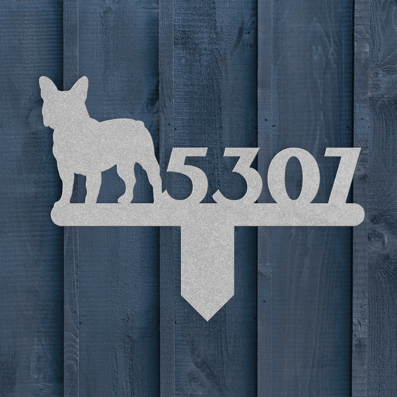 French Bulldog House Numbers Lawn Sign - BullyBellyMetal Sign