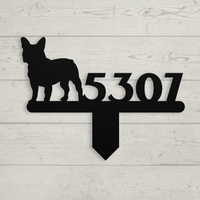 French Bulldog House Numbers Lawn Sign - BullyBellyMetal Sign