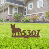 French Bulldog House Numbers Lawn Sign - BullyBellyMetal Sign