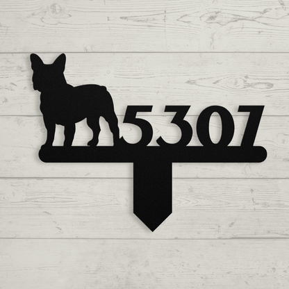 French Bulldog House Numbers Lawn Sign - BullyBellyMetal Sign