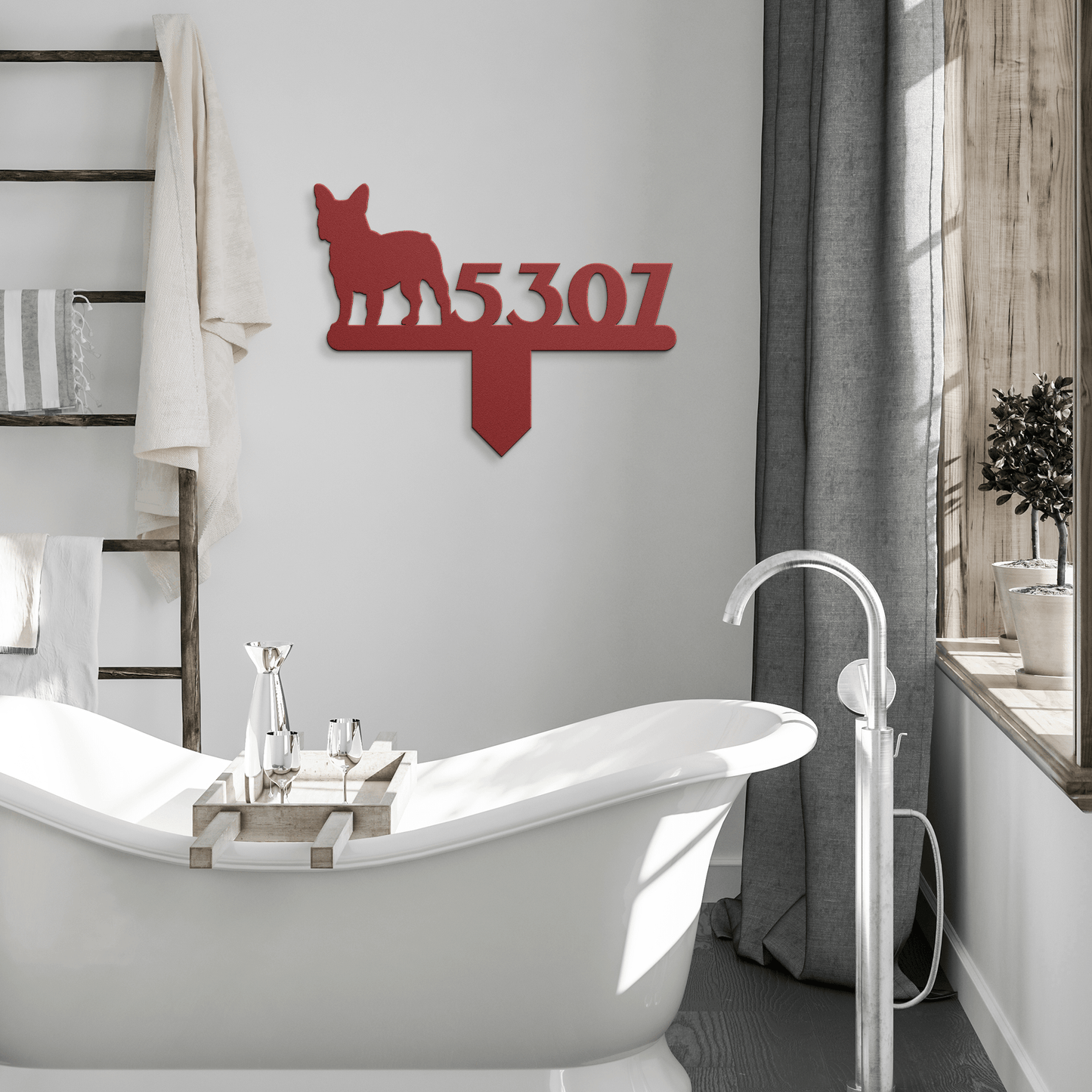 French Bulldog House Numbers Lawn Sign - BullyBellyMetal Sign