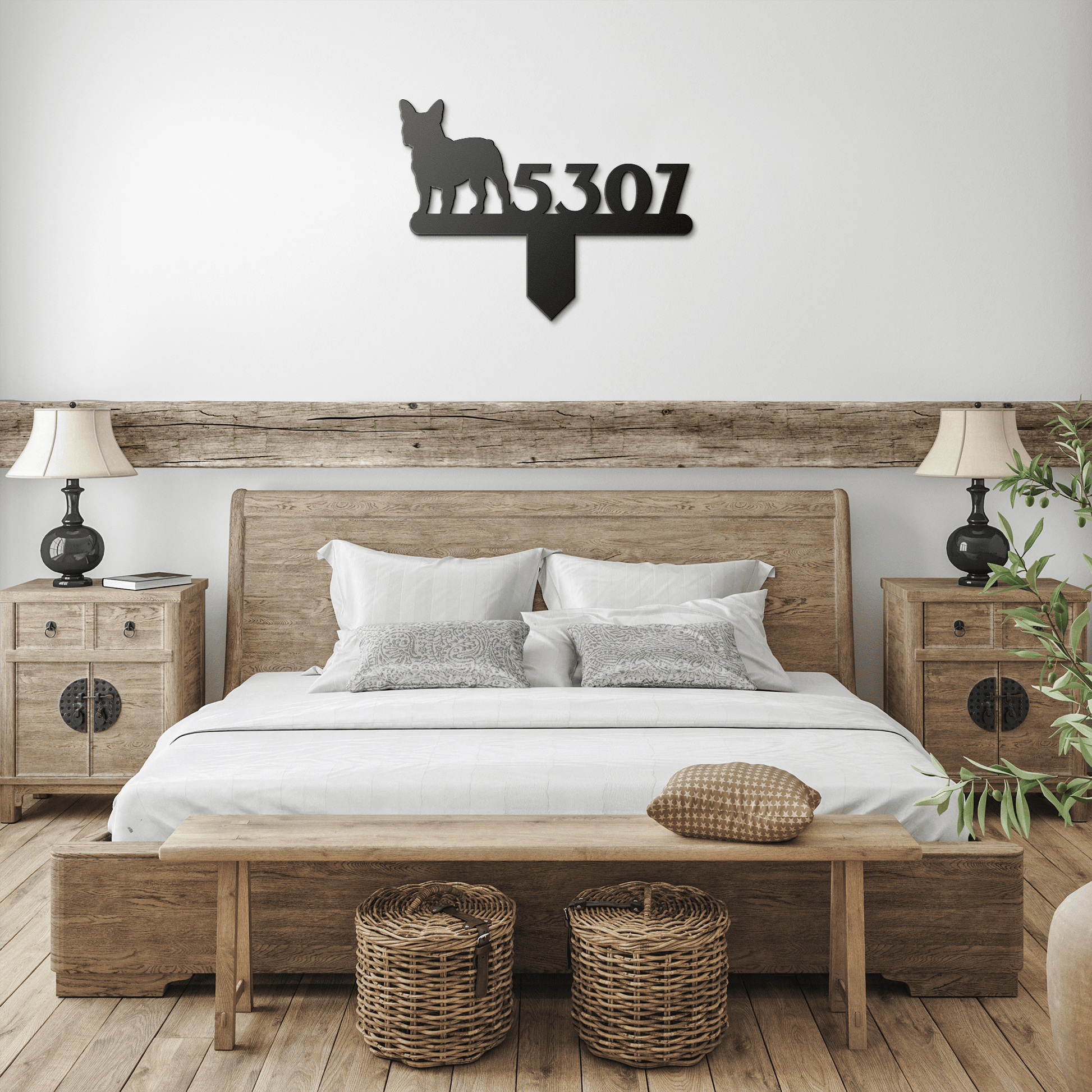 French Bulldog House Numbers Lawn Sign - BullyBellyMetal Sign