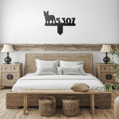 French Bulldog House Numbers Lawn Sign - BullyBellyMetal Sign
