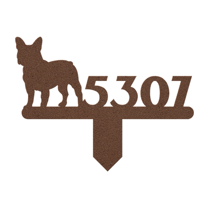 French Bulldog House Numbers Lawn Sign - BullyBellyMetal Sign
