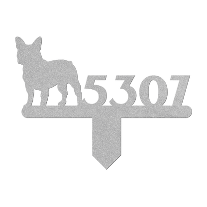 French Bulldog House Numbers Lawn Sign - BullyBellyMetal Sign