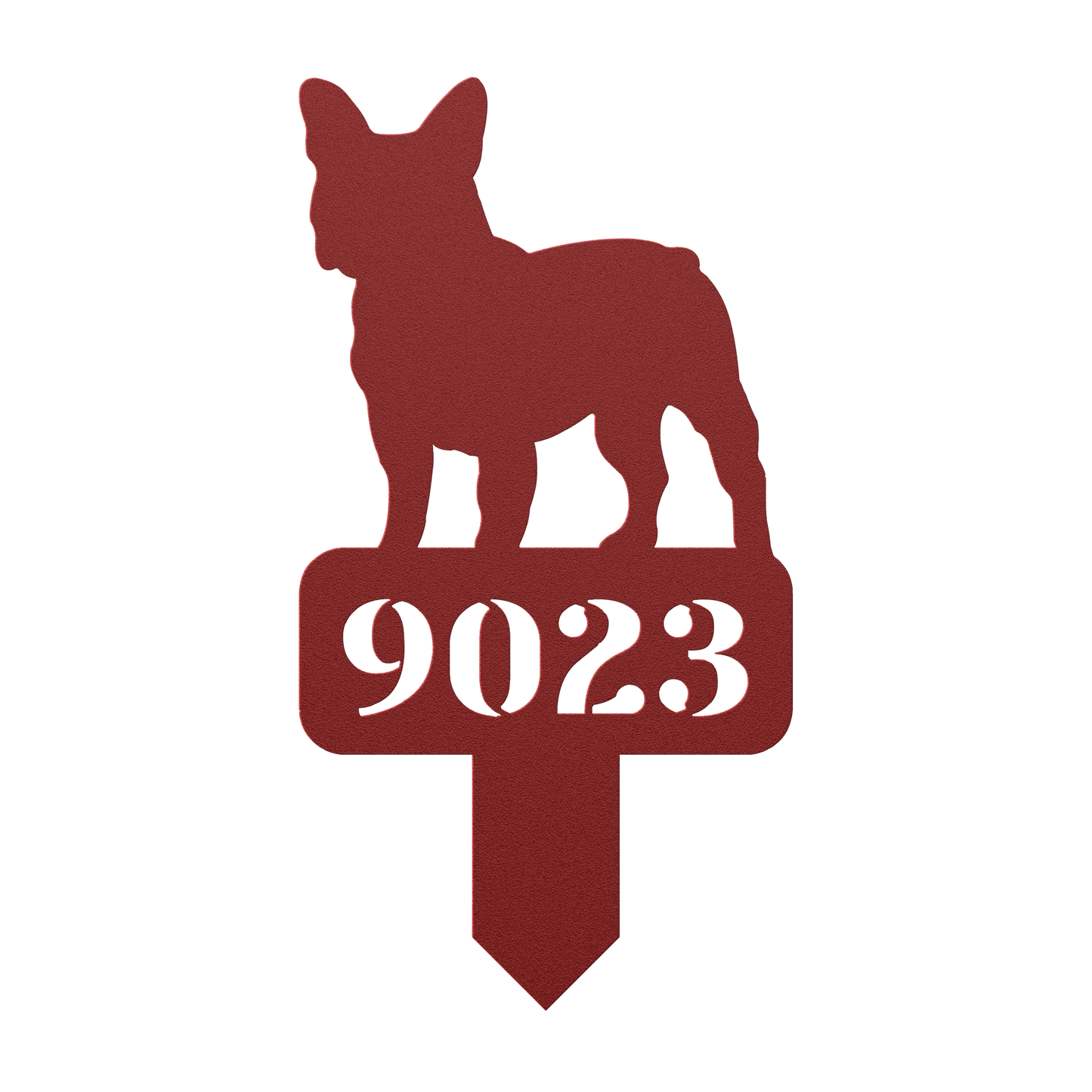 French Bulldog House Numbers Yard Sign - BullyBellyMetal Sign