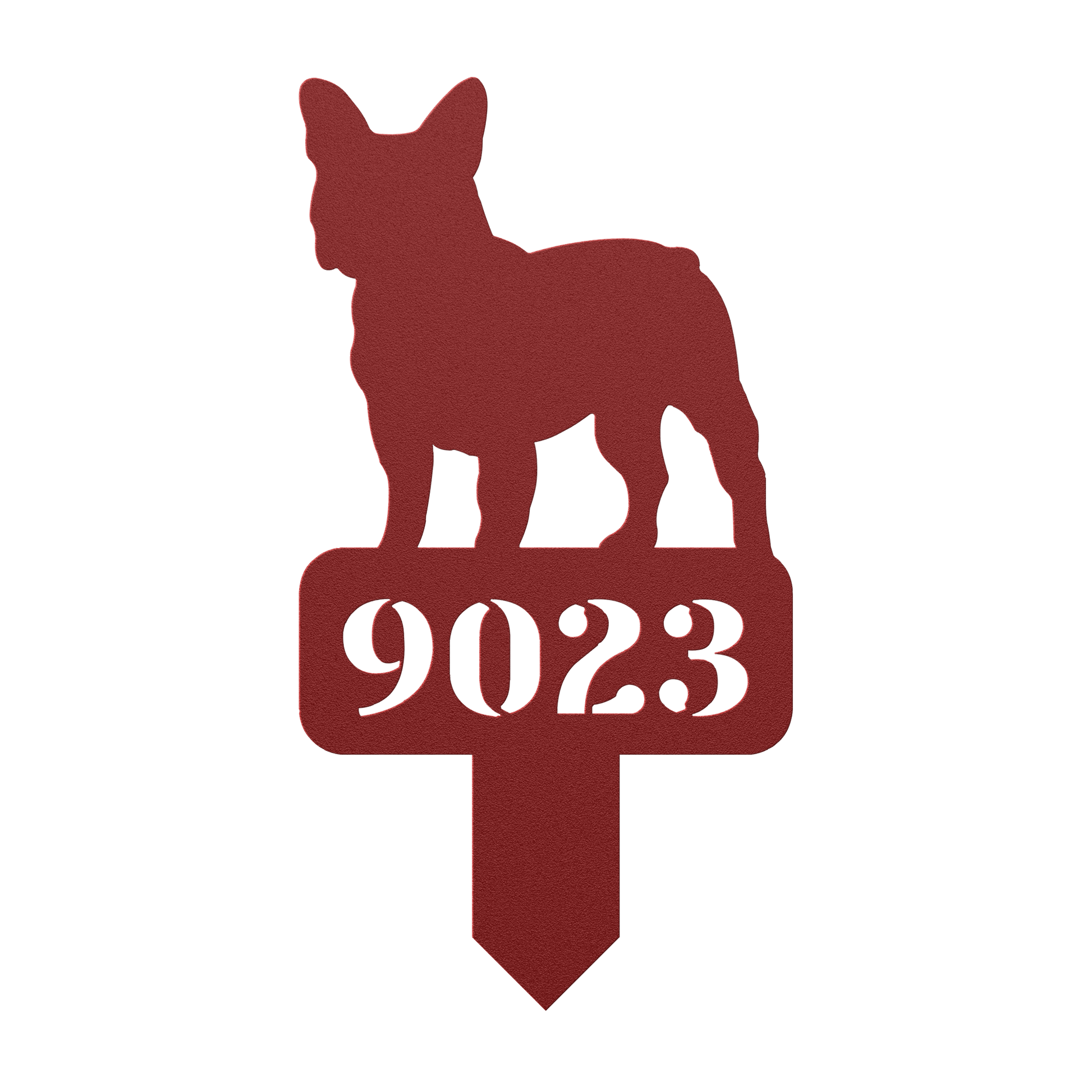 French Bulldog House Numbers Yard Sign - BullyBellyMetal Sign