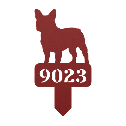 French Bulldog House Numbers Yard Sign - BullyBellyMetal Sign