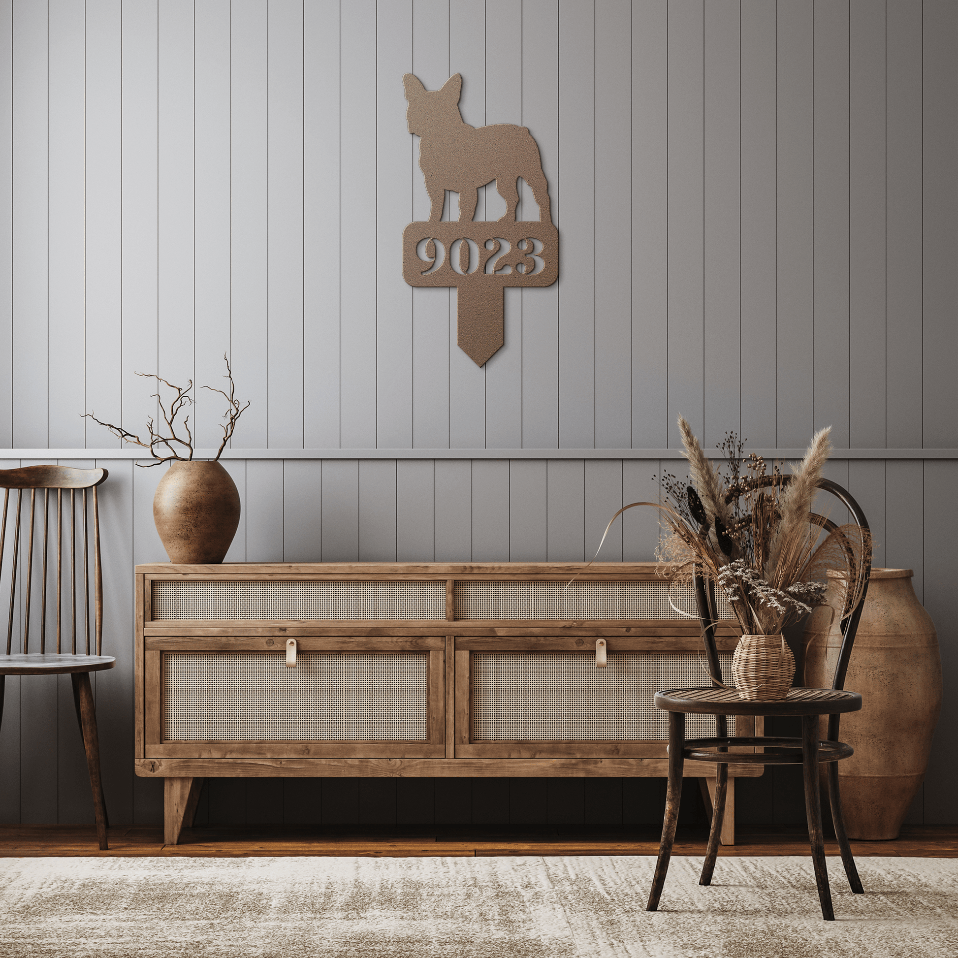 French Bulldog House Numbers Yard Sign - BullyBellyMetal Sign