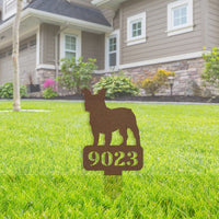 French Bulldog House Numbers Yard Sign - BullyBellyMetal Sign