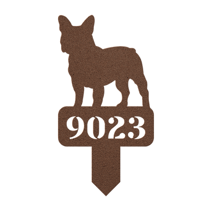 French Bulldog House Numbers Yard Sign - BullyBellyMetal Sign