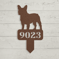 French Bulldog House Numbers Yard Sign - BullyBellyMetal Sign