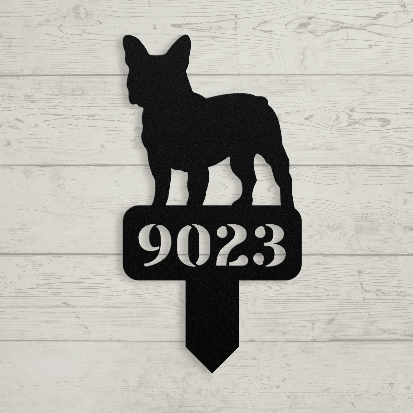 French Bulldog House Numbers Yard Sign black