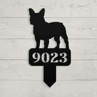 French Bulldog House Numbers Yard Sign - BullyBellyMetal Sign