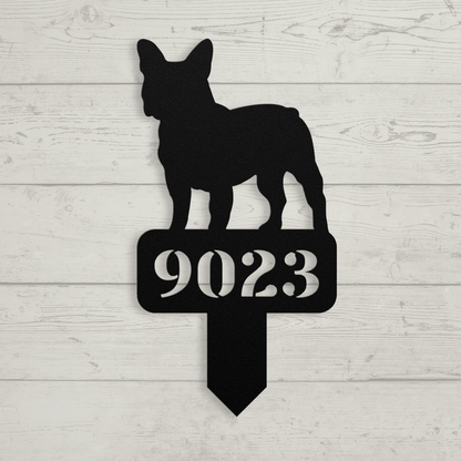 French Bulldog House Numbers Yard Sign black