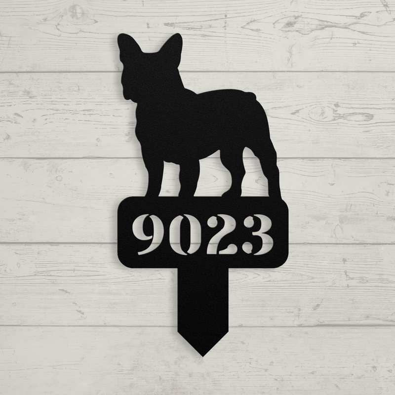 French Bulldog House Numbers Yard Sign - BullyBellyMetal Sign