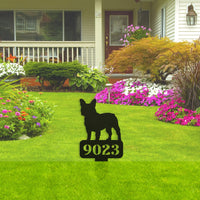 French Bulldog House Numbers Yard Sign - BullyBellyMetal Sign