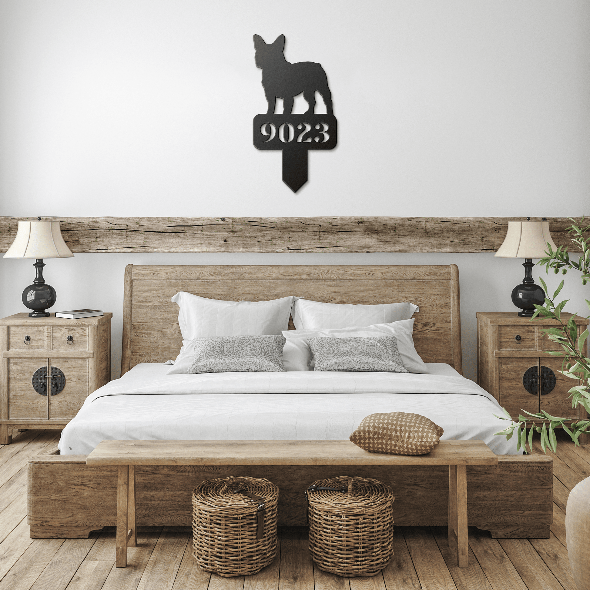 French Bulldog House Numbers Yard Sign - BullyBellyMetal Sign