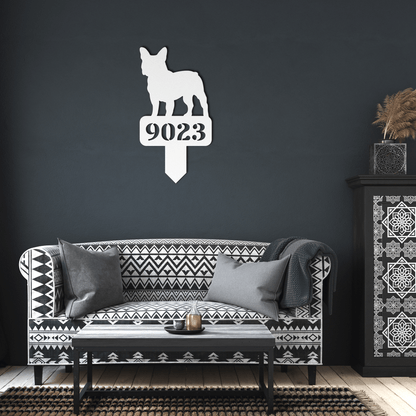 French Bulldog House Numbers Yard Sign - BullyBellyMetal Sign