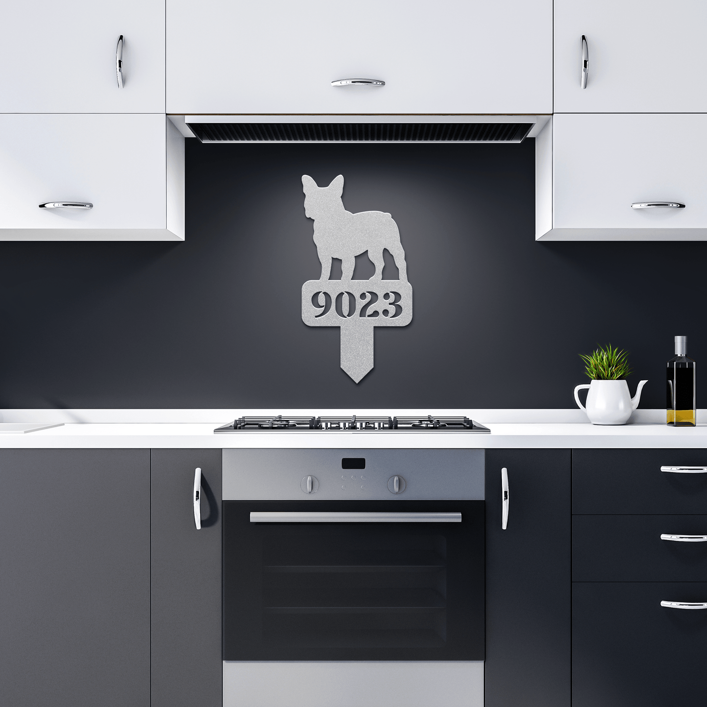 French Bulldog House Numbers Yard Sign - BullyBellyMetal Sign
