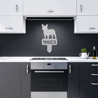 French Bulldog House Numbers Yard Sign - BullyBellyMetal Sign