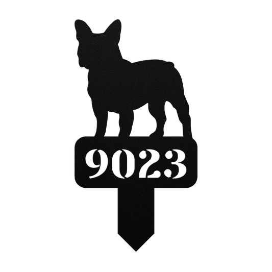 French Bulldog House Numbers Yard Sign - BullyBellyMetal Sign