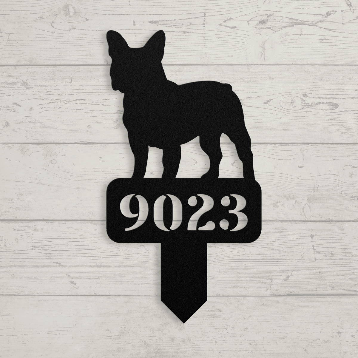 French Bulldog House Numbers Yard Sign - BullyBellyMetal Sign