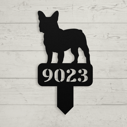 French Bulldog House Numbers Yard Sign - BullyBellyMetal Sign