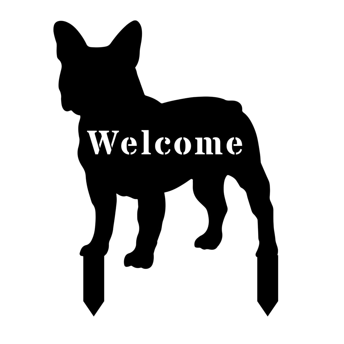 French Bulldog Welcome Lawn Sign - BullyBellyMetal Lawn Art - French Bulldog