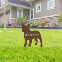 French Bulldog Welcome Lawn Sign - BullyBellyMetal Sign