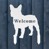 French Bulldog Welcome Lawn Sign - BullyBellyMetal Sign