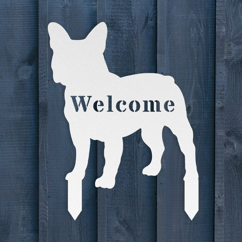 French Bulldog Welcome Lawn Sign - BullyBellyMetal Sign