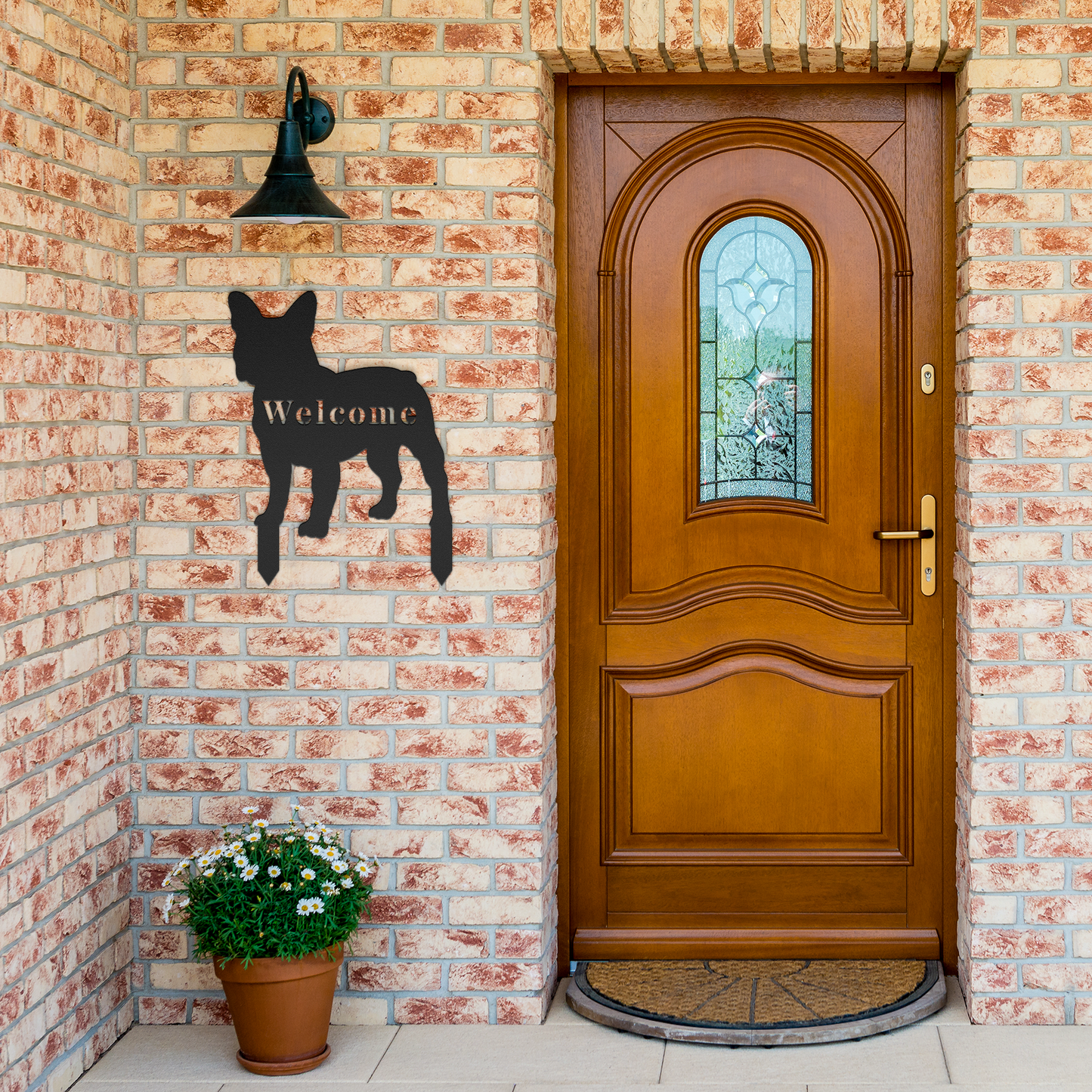 French Bulldog Welcome Lawn Sign - BullyBellyMetal Sign