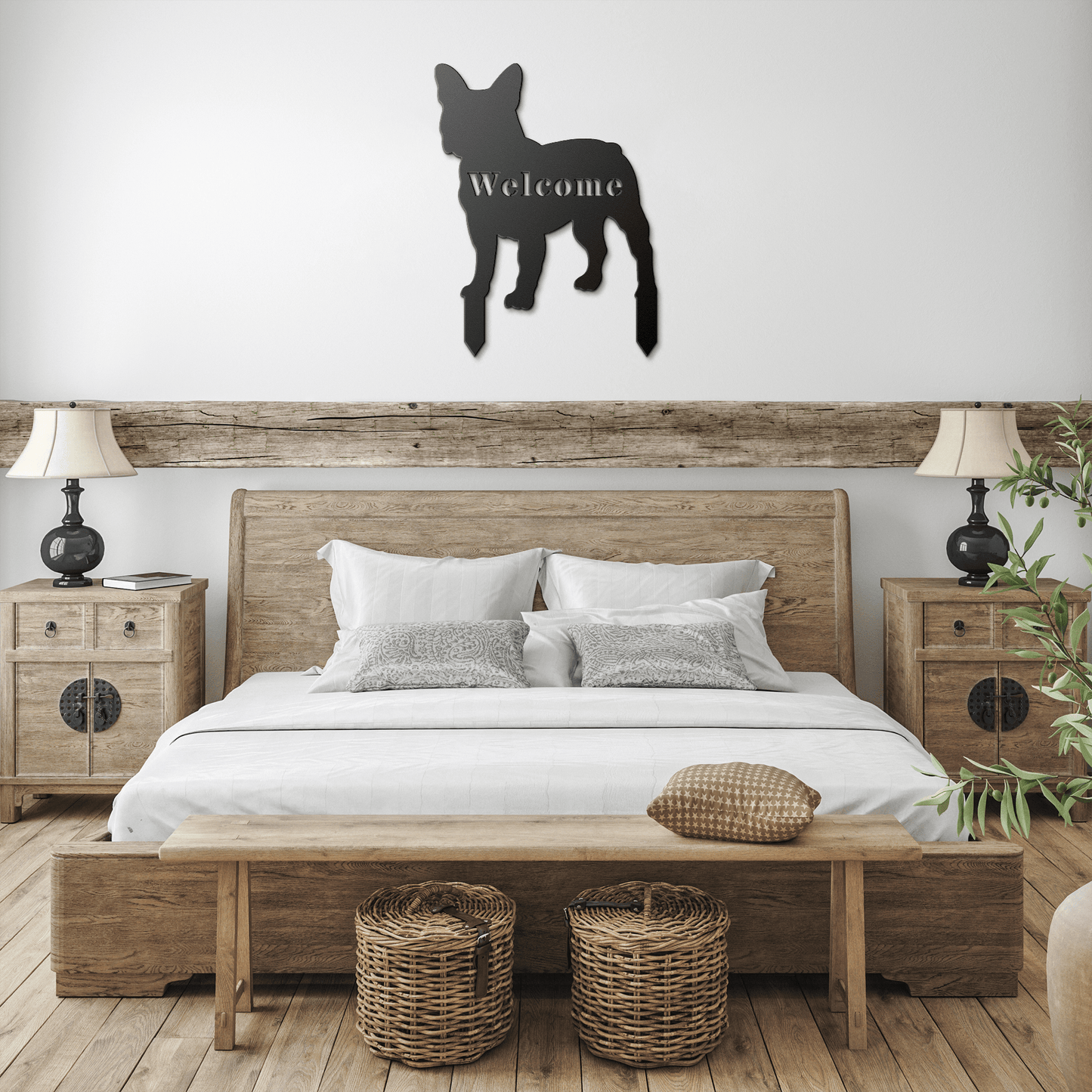 French Bulldog Welcome Lawn Sign - BullyBellyMetal Sign