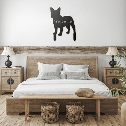 French Bulldog Welcome Lawn Sign - BullyBellyMetal Sign