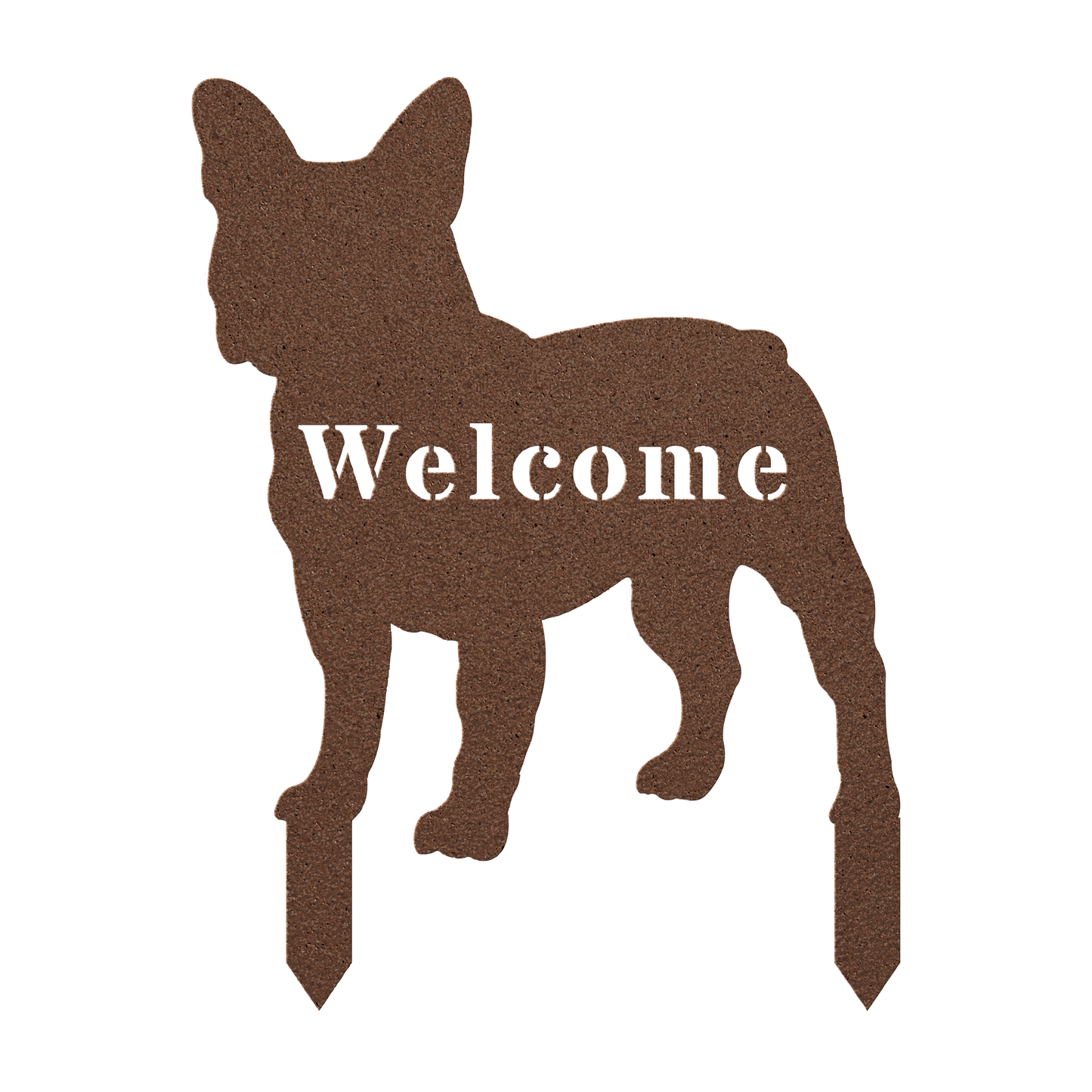 French Bulldog Welcome Lawn Sign - BullyBellyMetal Sign