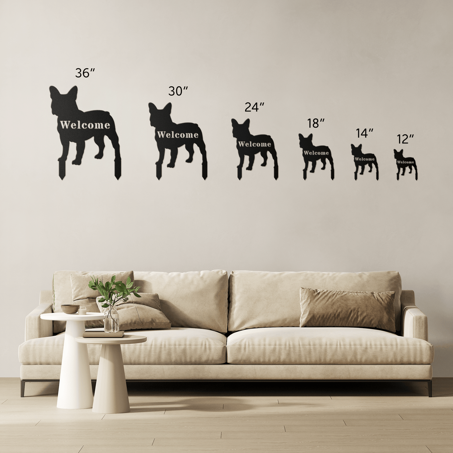 French Bulldog Welcome Lawn Sign - BullyBellyMetal Sign